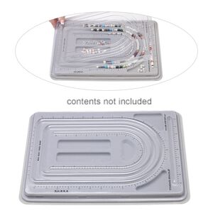 Bead board, Design To Go!™, flocked plastic, grey and clear, 15 x 1 x 11-1/2 inch rectangle with cover. Sold individually.