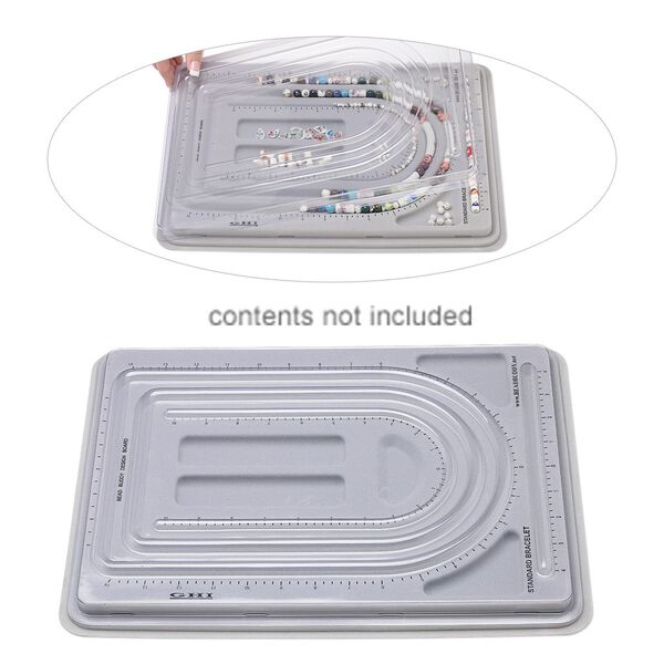 Bead board, Design To Go!™, flocked plastic, grey and clear, 15 x 1 x 11-1/2 inch rectangle with cover. Sold individually. image number 0