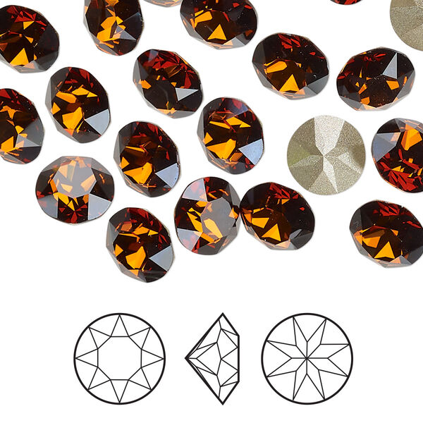Chaton 12pk smoked amber foil back, Crystal Passions® 6.14-6.32mm round SS29 1088 image number 0
