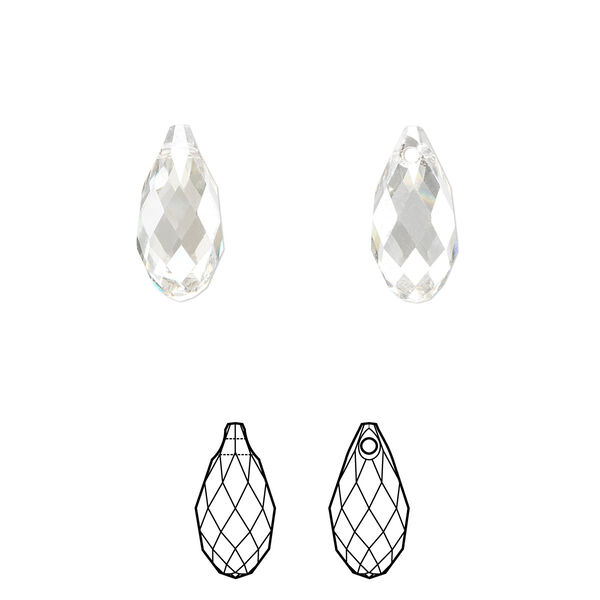 Briolette 2pk crystal silver shade, Crystal Passions® 13x6.5mm pendant drop 6010 image number 0