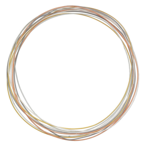 Necklace cord, steel, metallic tones, 1.3mm coil, 18 inches with twist-in ends. Sold per pkg of 10. image number 0