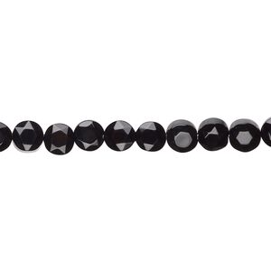 Black onyx 1pkg1, faceted flat round bead 15.5-16 inch 5mm