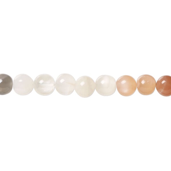 Peach moonstone / grey moonstone / rainbow moonstone 1pkg1, hand-cut round bead natural, 13 inch 5-6mm image number 0