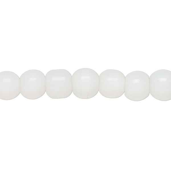 Bead, cat's eye glass (fiber optic glass), white, 5-7mm round. Sold per 15-inch strand. image number 0