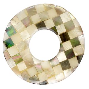 Focal, black lip shell / gold lip shell / mother-of-pearl shell (assembled), 40-41mm single-sided donut, Mohs hardness 3-1/2. Sold individually.