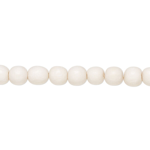 Bead, Taiwanese cheesewood (dyed / waxed), white, 5-6mm round. Sold per pkg of (2) 15-1/2" to 16" strands. image number 0