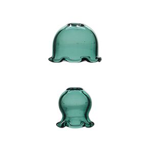 Component, glass, teal, 24x16mm and 16x16mm jellyfish, handmade. Sold per 2-piece set.