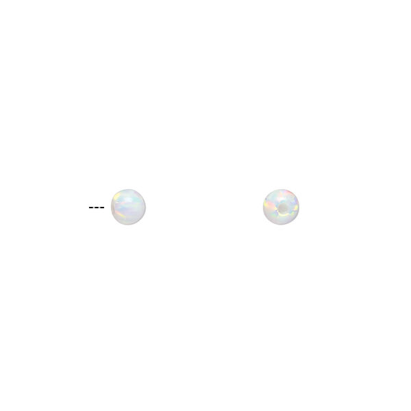 Bead, "opal" (silica and epoxy) (man-made), white, 4mm half-drilled round. Sold per pkg of 2. image number 0