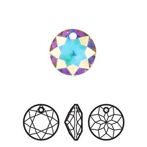 Drop 24pk crystal AB, Swarovski® 14mm pendant classic cut 6430