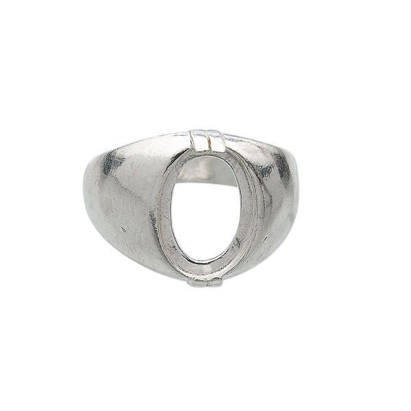 Ring, sterling silver, 14x10mm 2-prong oval setting, size 11. Sold individually. image number 0