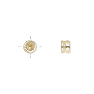 Spacer, gold-finished "pewter" (zinc-based alloy), 6x4mm cross-drilled round with SS19 chaton setting. Sold per pkg of 6.