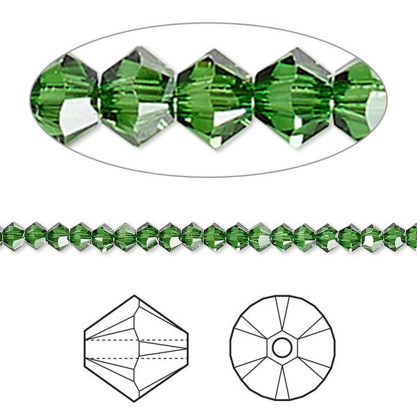 Bead 48pk dark moss green, Crystal Passions® 3mm bicone 5328 image number 0