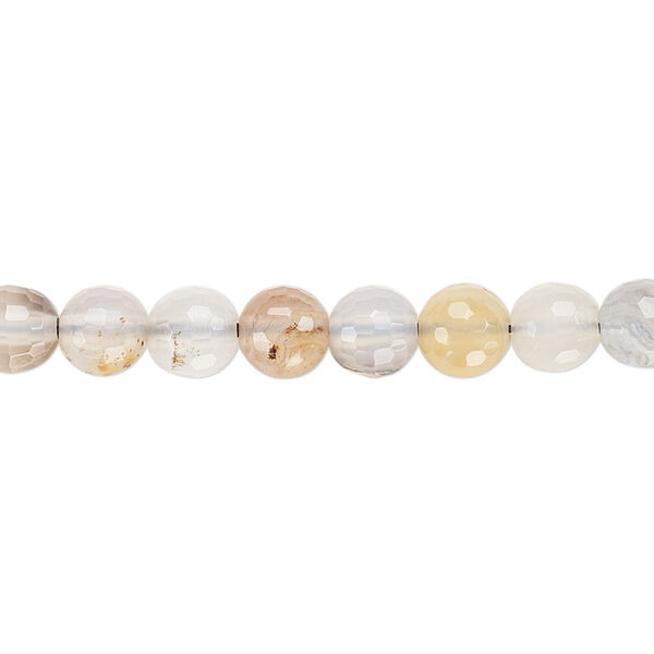 Bead, Madagascar multi-agate (natural), translucent to semitranslucent, 6mm faceted round, B grade, Mohs hardness 6-1/2 to 7. Sold per 15-1/2" to 16" strand. image number 0