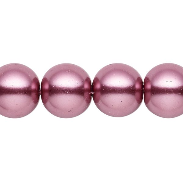 Bead, glass, opaque dusty rose, 13-14mm round. Sold per 15-1/2" to 16" strand. image number 0