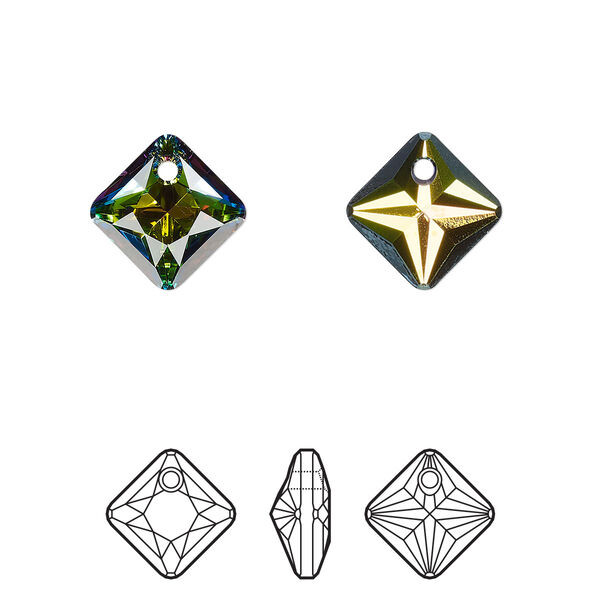 Drop 2pk crystal vitrail medium P, Crystal Passions® 11.5mm pendant princess cut 6431 image number 0