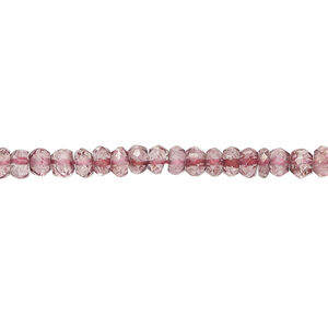 Quartz 1pkg1, hand-cut faceted rondelle bead, 13 inch 4x2mm-5x4mm pink