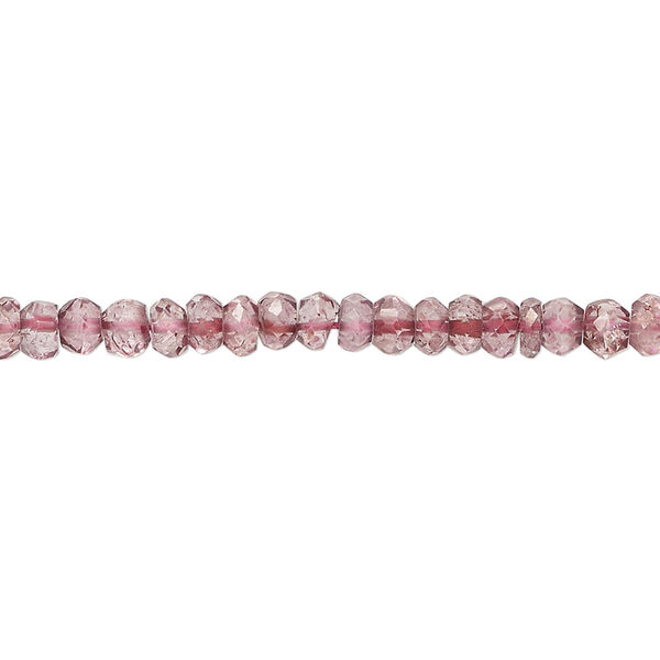 Quartz 1pkg1, hand-cut faceted rondelle bead, 13 inch 4x2mm-5x4mm pink image number 0