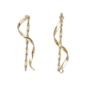 Drop, 14Kt gold-filled, 1-inch smooth swirl with twist and loop. Sold per pkg of 2.