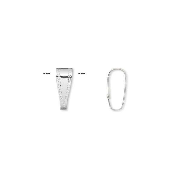 Bail, pendant, silver-plated brass, 10x4mm. Sold per pkg of 500. image number 0