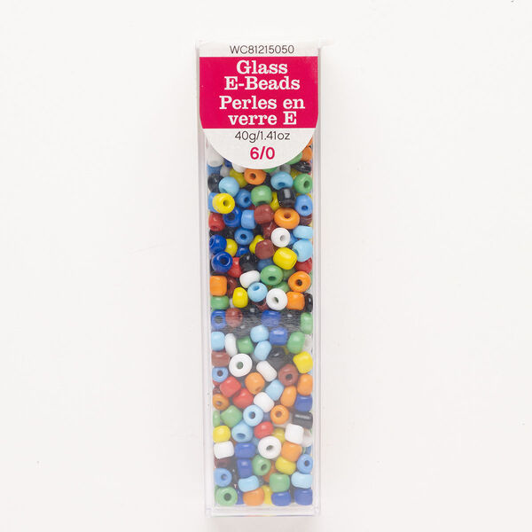 Seed bead mix, glass, pkg/40g, #6 round, opaque mixed colors. image number 0
