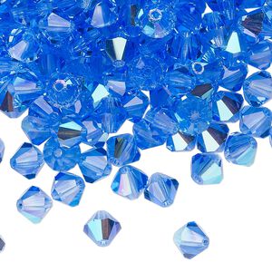 Bead 144pk sapphire glitter, Preciosa Czech crystal 6mm bicone
