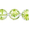 Bead, glass 1pkg8, opaque white and green, 16mm hand-painted round. image number 0