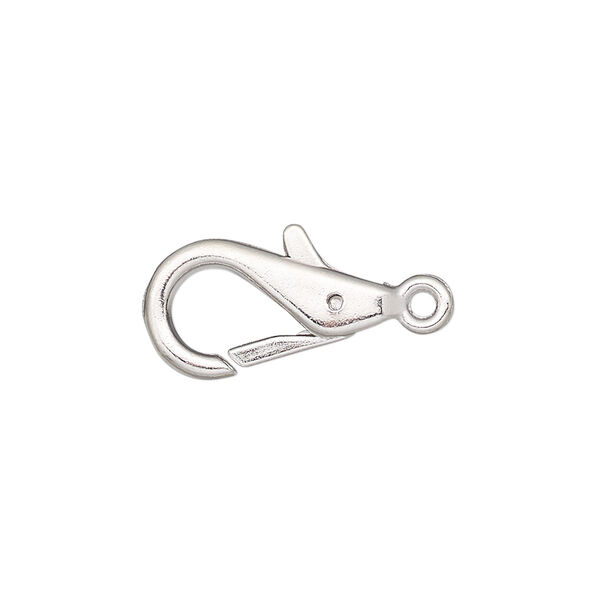 Clasp, lobster claw, imitation rhodium-finished steel and "pewter" (zinc-based alloy), 20x10mm. Sold per pkg of 10. image number 0