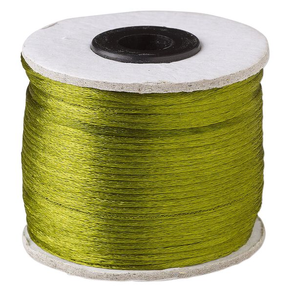 Cord, Satinique™, satin, leaf green, 1mm. Sold per 200-foot spool. image number 0