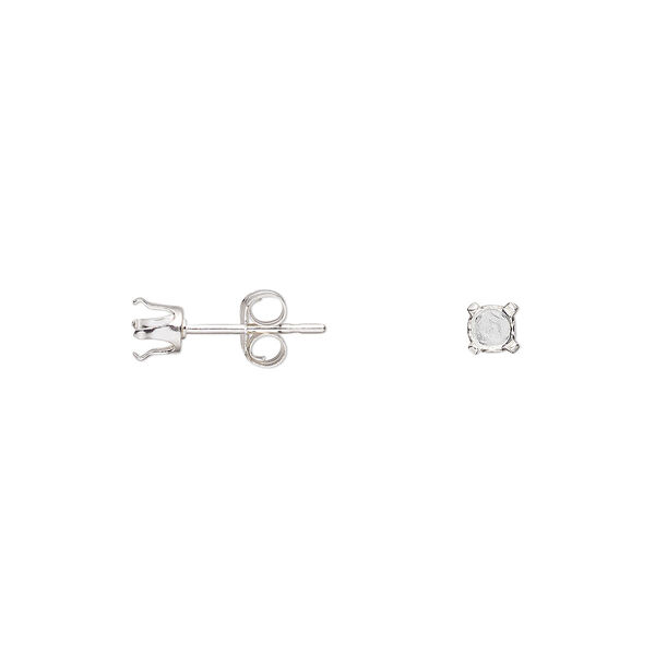 Earstud sterling silver 1 pair 4mm round 4-prong setting image number 0