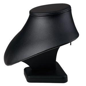 Display, necklace, leatherette, black, 6-3/4 x 8-1/2 x 6-1/2 inch pedestal. Sold individually.