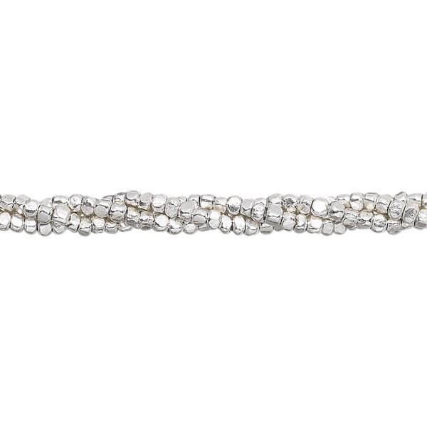 Bead, Hill Tribes, sterling silver, 2x1mm faceted rondelle. Sold per 15-1/2 to 16-inch strand, approximately 250 beads. image number 0