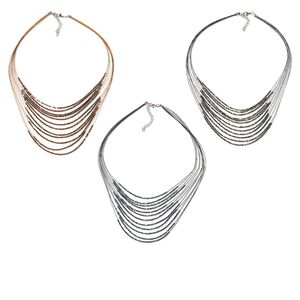 Necklace mix, glass / nylon / silver-finished steel, mixed colors, 16 inches with 2-1/2 inch extender chain and lobster claw clasp. Sold per pkg of 3.