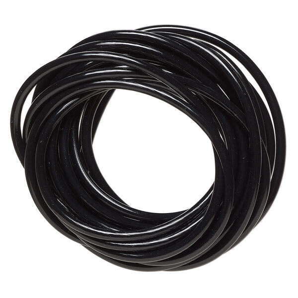 Cord, silicone, black, 3mm round. Sold per pkg of 10 feet. image number 0