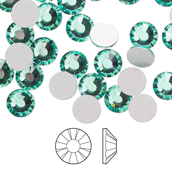 Flat back 12pk Caribbean Sea foil back, Preciosa MAXIMA Czech crystal rhinestone 7.069-7.272mm chaton rose round SS34 image number 0