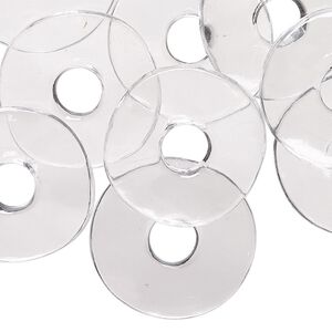 Focal, acrylic, transparent clear, 30mm wavy round donut. Sold per pkg of 12.