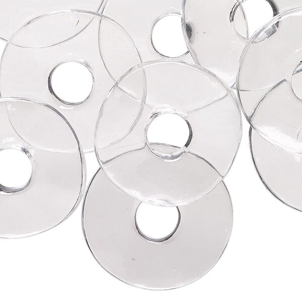 Focal, acrylic, transparent clear, 30mm wavy round donut. Sold per pkg of 12. image number 0
