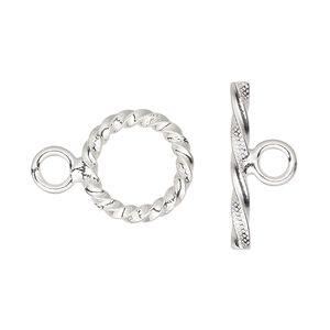 Clasp toggle 1pkg1 sterling silver, 15.5mm round, 1-strand