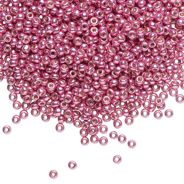 Seed bead, Miyuki, glass, pkg/25g, #11 rocaille, Duracoat® opaque galvanized hot pink, (RR-4210). image number 0