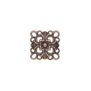 Link, antique copper-plated steel, 14x14mm single-sided domed square. Sold per pkg of 24.