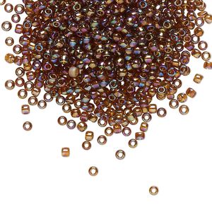 Seed bead, TOHO BEADS®, glass, pkg/50g, #11 round, translucent rainbow smoky topaz (TR-11-177).
