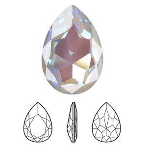 Fancy stone 1pk crystal serene gray DeLite, Crystal Passions® 30mm pear 4327