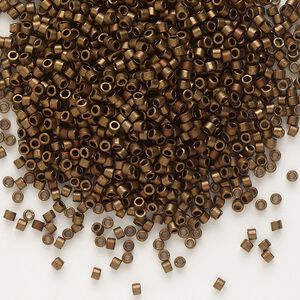 Seed bead, Delica®, glass, pkg/250g, #11 round, opaque matte metallic gold iris bronze (DB-1051).