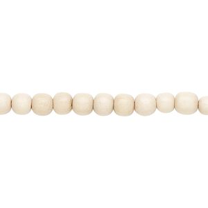 Bead, wood (waxed), 4-5mm hand-cut round. Sold per pkg of (4) 15-1/2" to 16" strands.