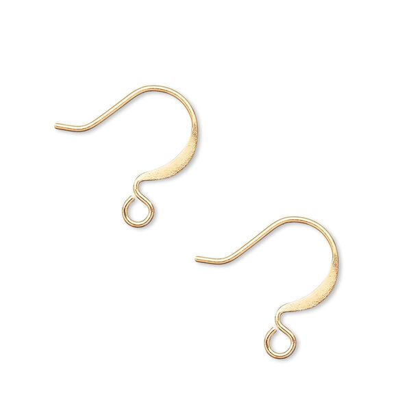 Ear wire fishhook 1pkg100 gold-plated, 15mm flat / open loop, 21 gauge brass 50 pair image number 0
