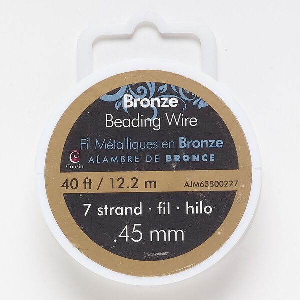 Wire, coated stainless steel, bronze, 7-strand, 0.45mm. Sold per 40-foot spool. image number 0