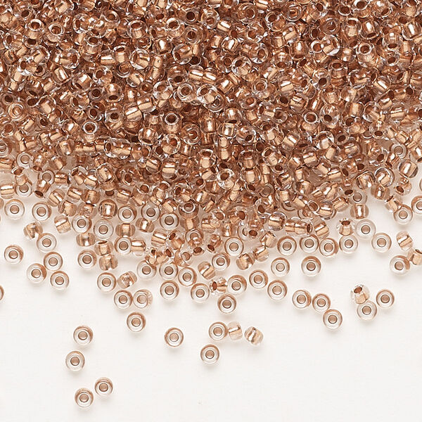 Seed bead, Preciosa Ornela Czech glass, pkg/50g, #11 rocaille, transparent copper-lined clear, (68105). image number 0