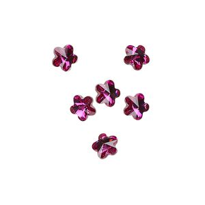 Fancy stone 6pk fuchsia foil back, Crystal Passions® 6mm flower 4744