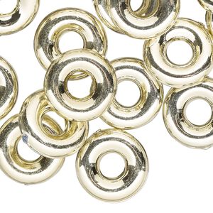 Component, gold-finished vintage German acrylic, 15mm donut. Sold per pkg of 24.