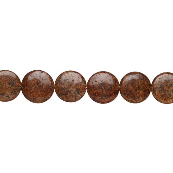 Rhyolite 1pkg1, puffed flat round bead, 14 inch 34-35mm image number 1