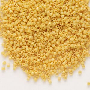 Seed bead, Delica®, glass, pkg/7.5g, #11 round, Duracoat® opaque outside dyed light yellow (DB-2102).